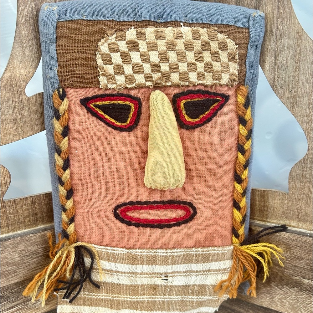 Peruvian Handmade Folk Art Wall Hanging Made With Natural Fabrics, Vintage